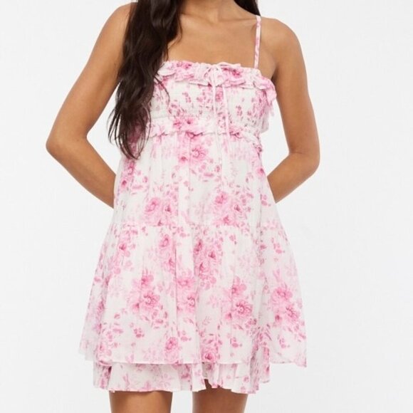 1 LEFT!! GREAT ESCAPE PINK FLORAL MINI DRESS - Picture 1 of 3